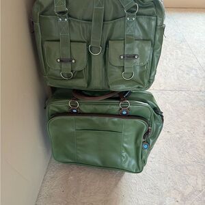 Urban Junket Green Leather carry on bags